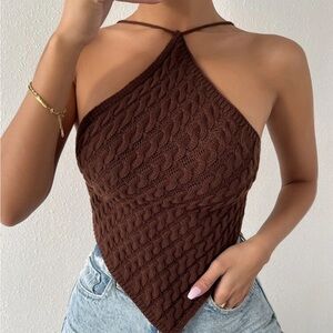 Brown knit sweater crop top